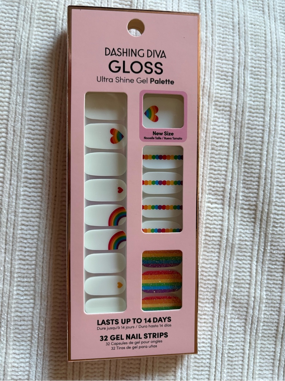 Dashing Diva Gloss Gel Nail Strips - White & Rainbow